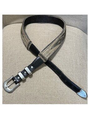 Leather and Woven Western Style Men's Belt Size 34